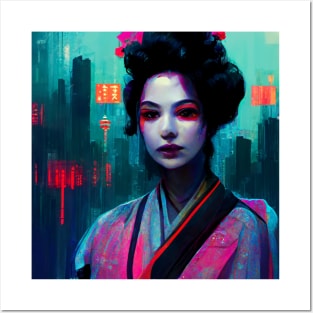 A cyberpunk geisha Posters and Art